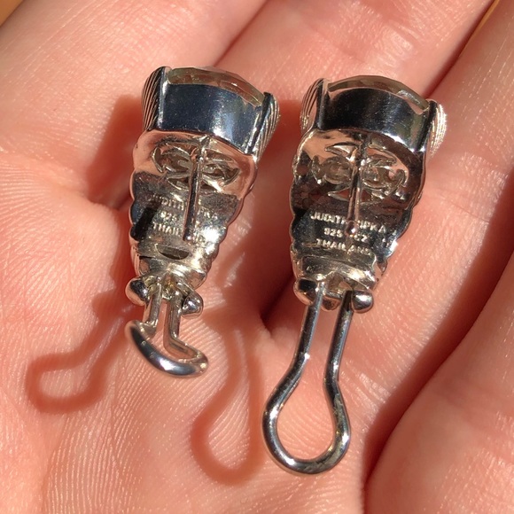 Judith Ripka 925 Sterling Silver Green Amethyst Leverback stud earrings - Picture 4 of 6